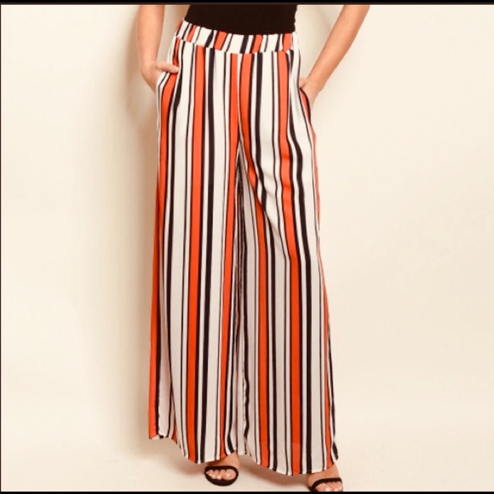 Boho festival  striped w/pocket pants - Picture 3 of 4